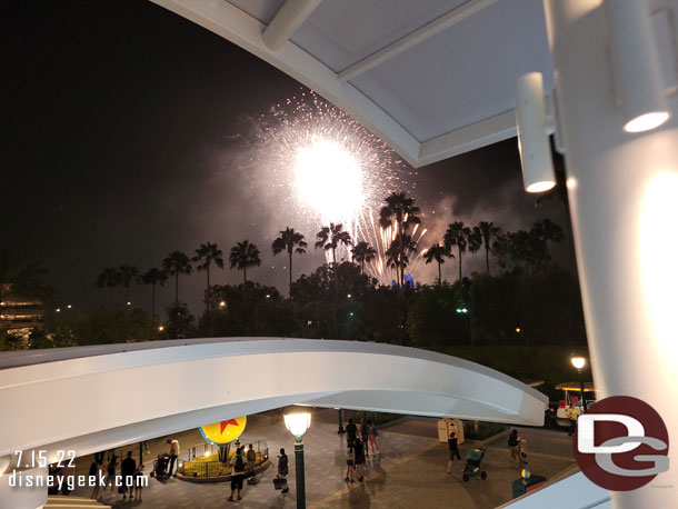 9:51pm - Back at the parking structure just as the Disneyland Forever Finale was happening.