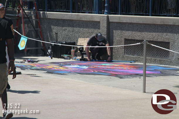 World of Color Chalk Art was being completed near the Little Mermaid queue in Paradise Gardens Park