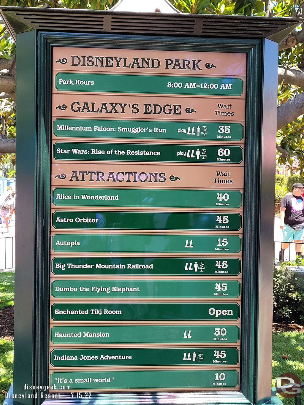 12:54pm - Disneyland Wait Times