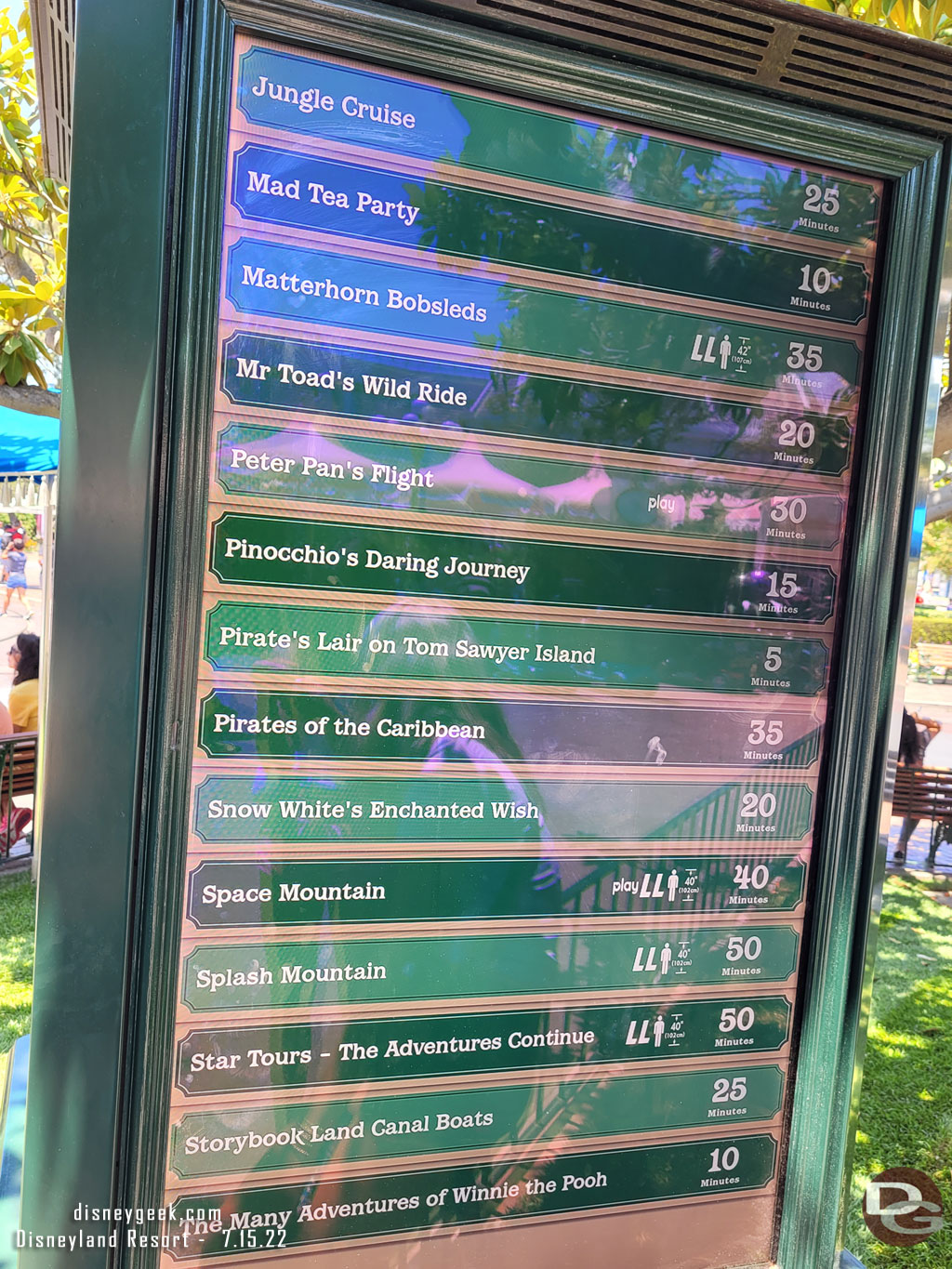 12:54pm - Disneyland Wait Times