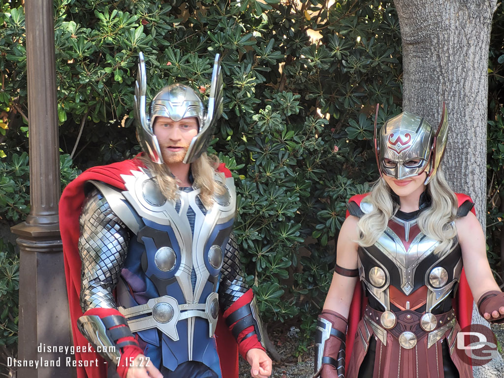 Thor and Mighty Thor were interacting with guests. No queue, just free form.