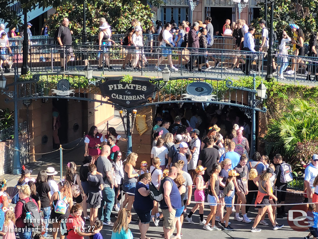 5:20pm - 20 minute wait posted for Pirates