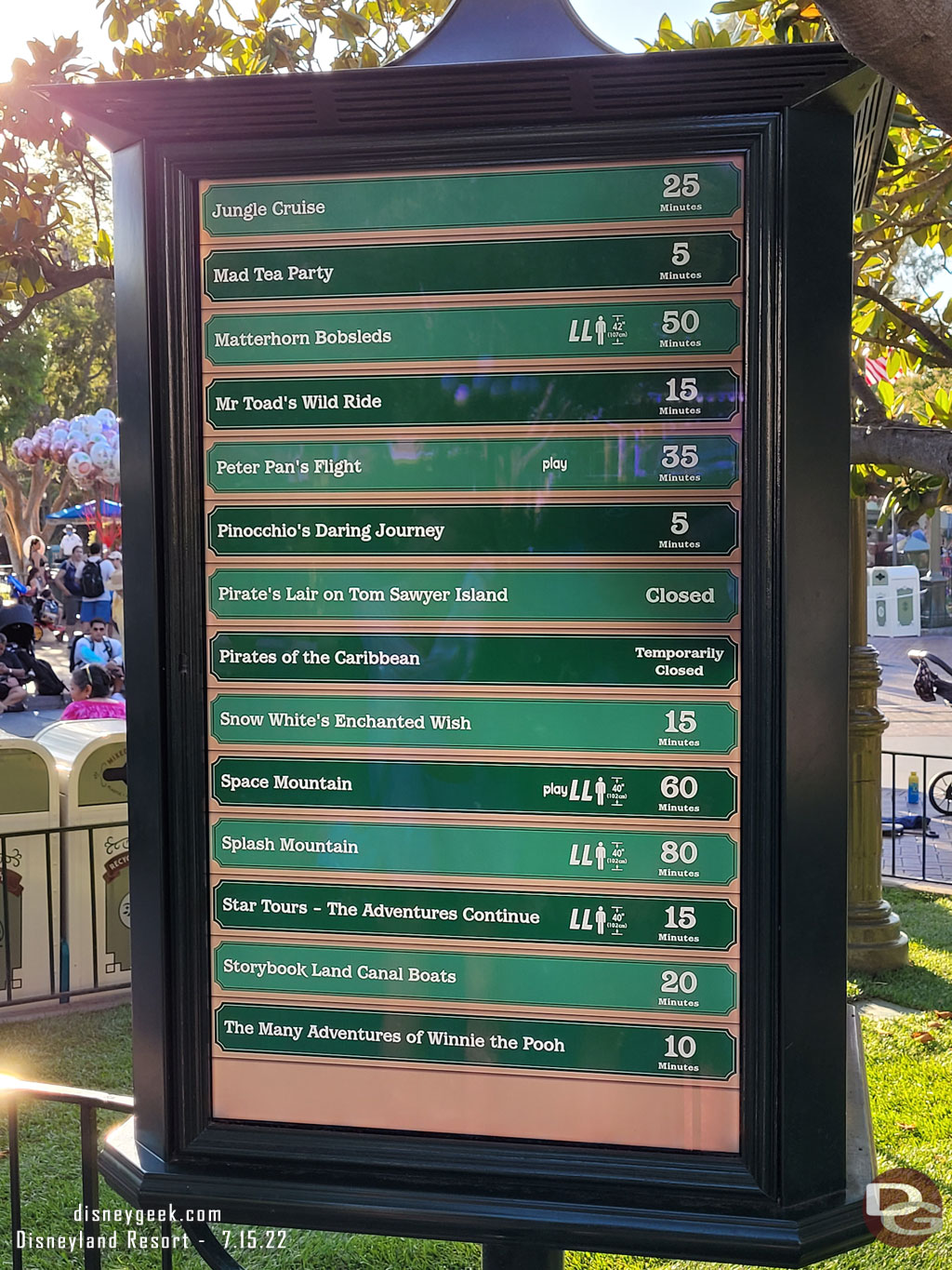 6:43pm - Disneyland Wait Times