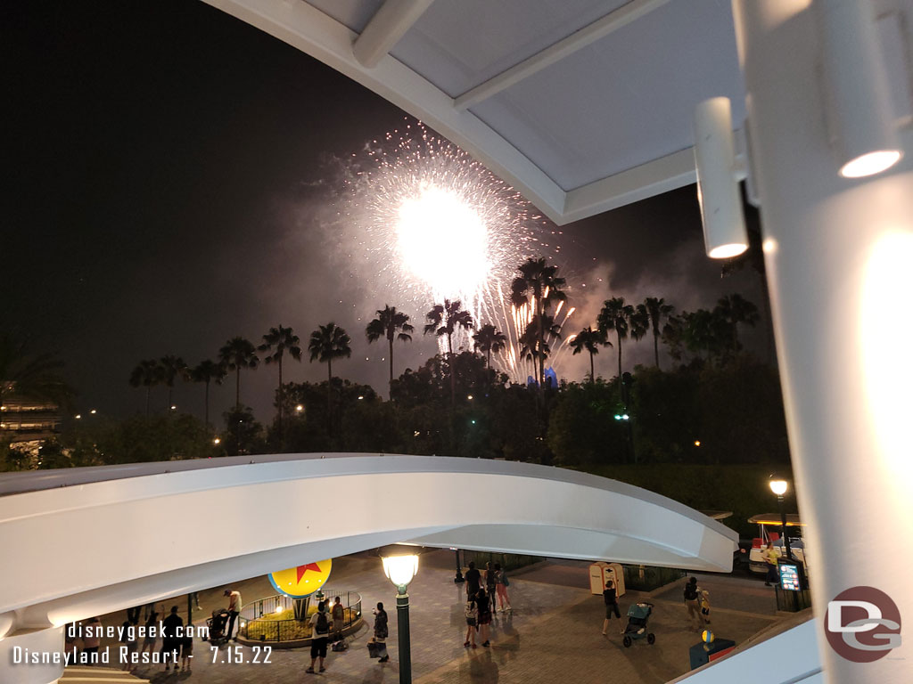 9:51pm - Back at the parking structure just as the Disneyland Forever Finale was happening.