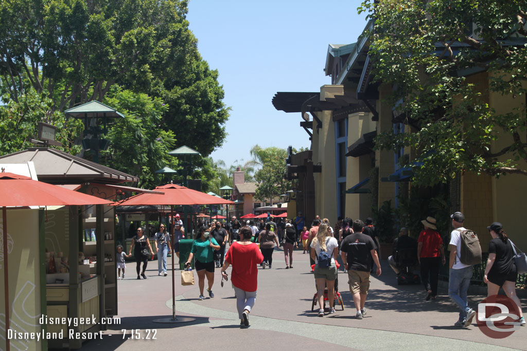 Walking through Downtown Disney. Note World of Disney is still one way only.. the side by La Brea Bakery is the entrance the door by Starbucks the exit.