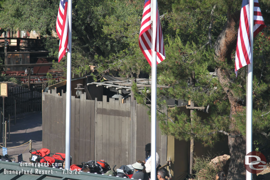 The former FastPass distribution area for Big Thunder is behind walls.