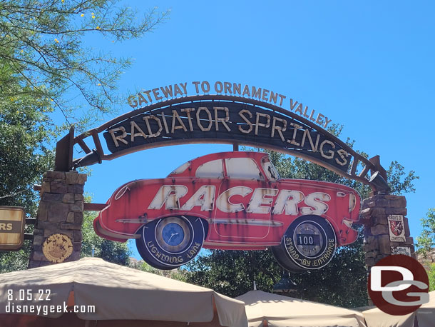 Passing by Radiator Springs Racers.  100 minute standby, and single rider looked to be on the long side too.