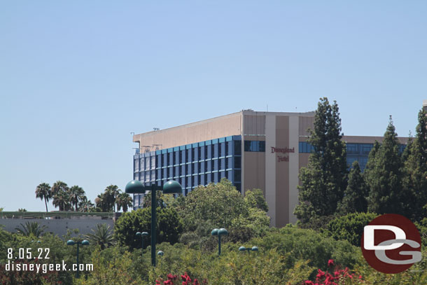 The Disneyland Hotel towers are being repainted.