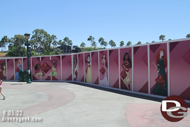 The construction walls in Downtown Disney feature the ads for the Ultimate Princess Collection now.