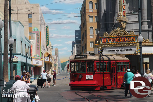 The Red Car turning onto Hollywood Blvd.