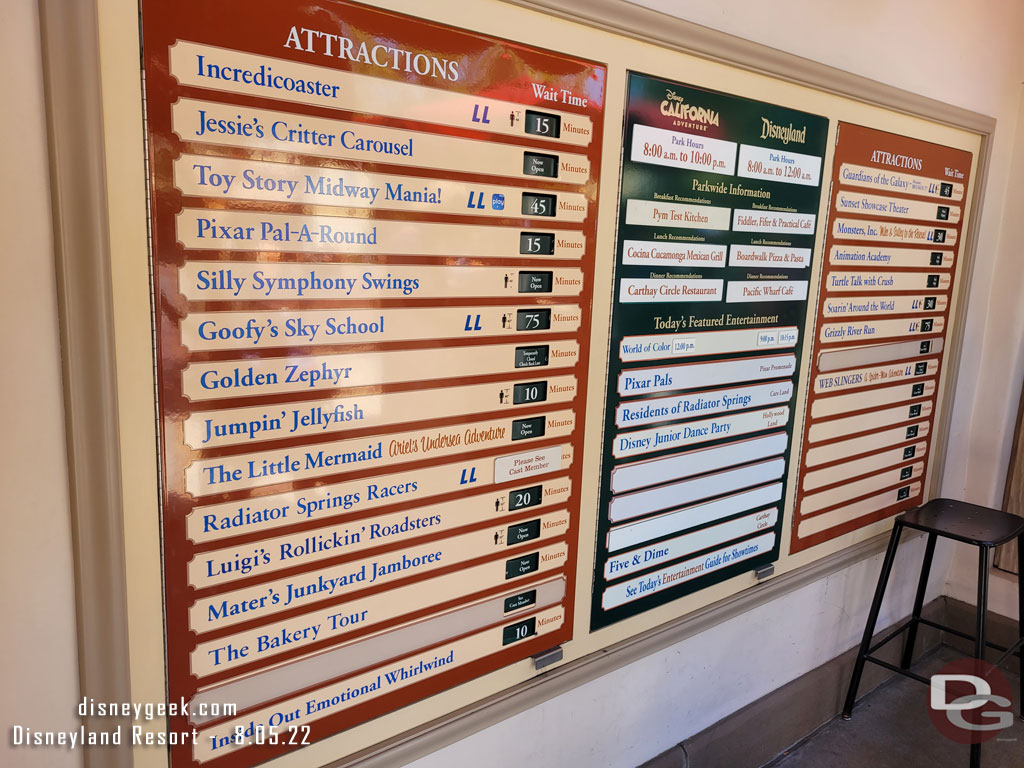 1:26pm - Disney California Adventure wait times