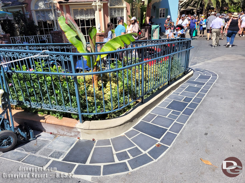 The railing work has been completed where the former Tree House entrance was.