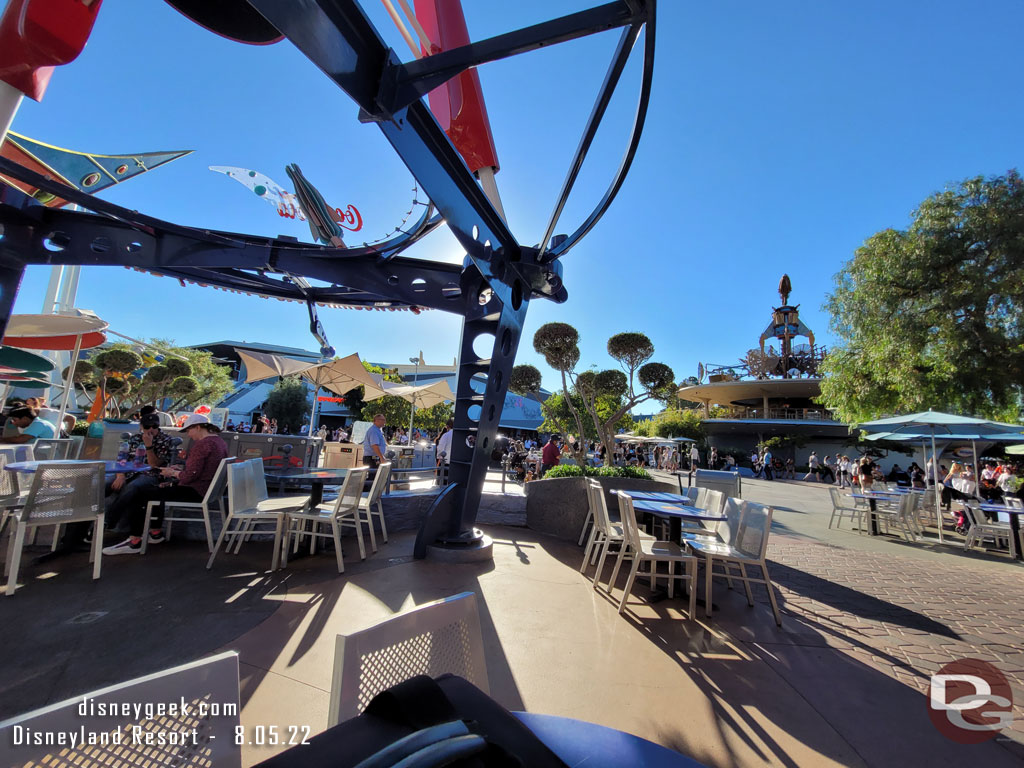 Found a table in the shade to have a snack.