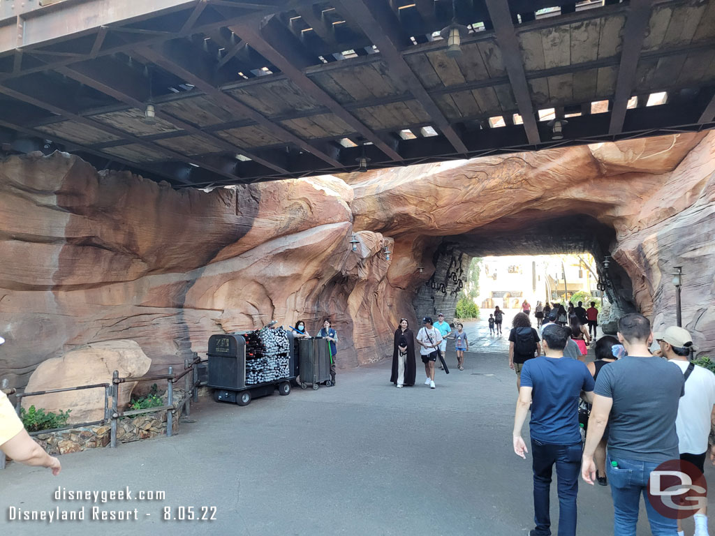 Lightsabers for sale in Frontierland near the entrance to Star Wars Galaxy