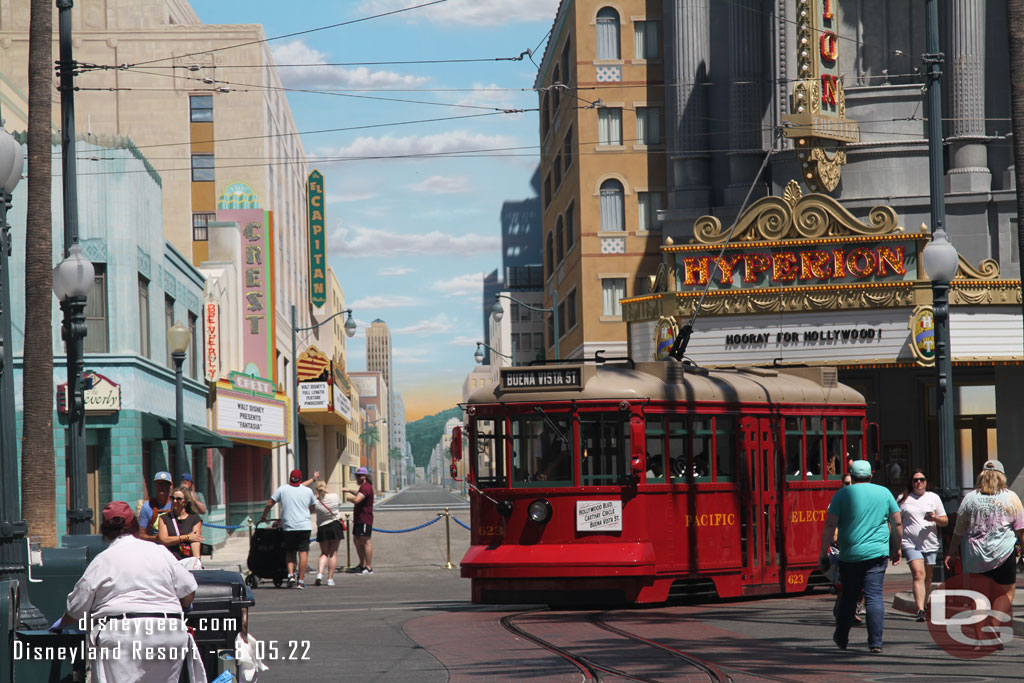 The Red Car turning onto Hollywood Blvd.