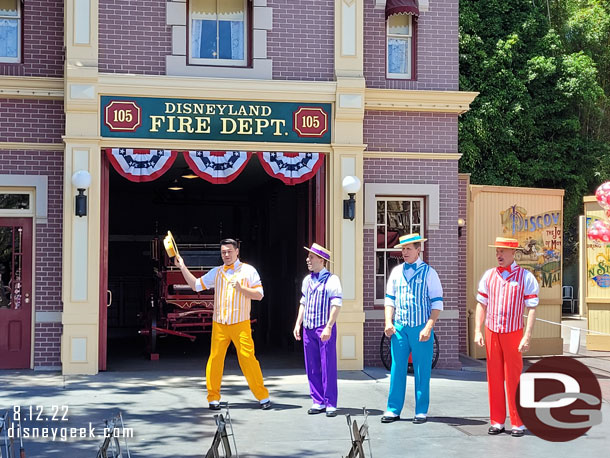 The Dapper Dans of Disneyland performing at the Fire House