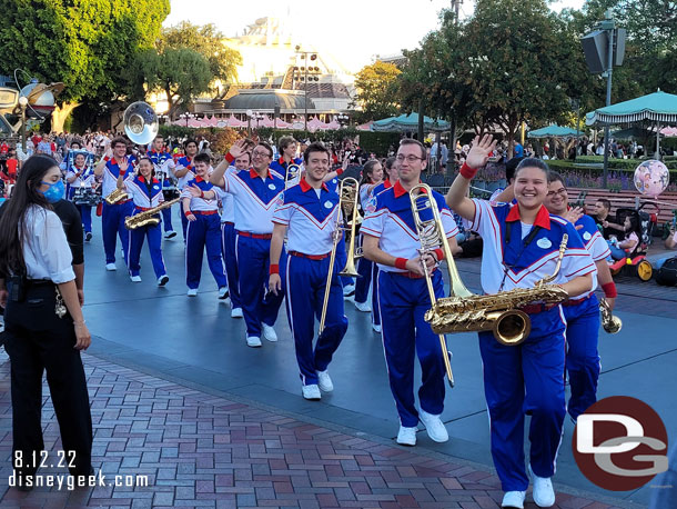 2022 Disneyland Resort All-American College Band arriving for their 7:10pm Sleeping Beauty Castle Performance