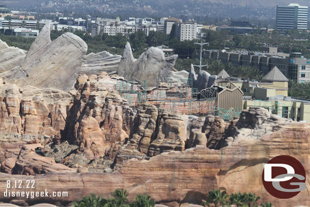 From the Pal-A-Round you can see the scaffolding more clearly in Cars Land.