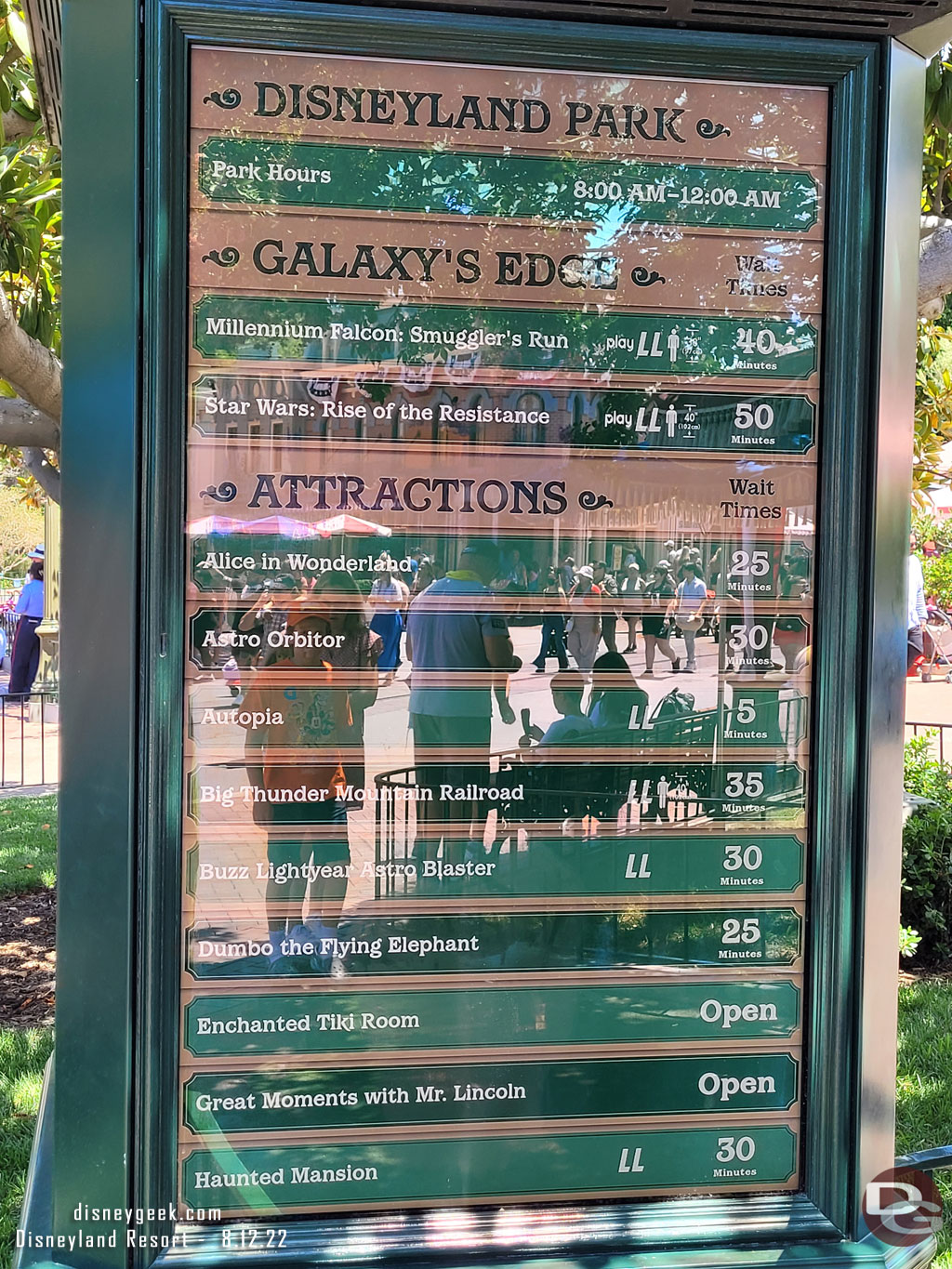 1:07pm Disneyland Wait times