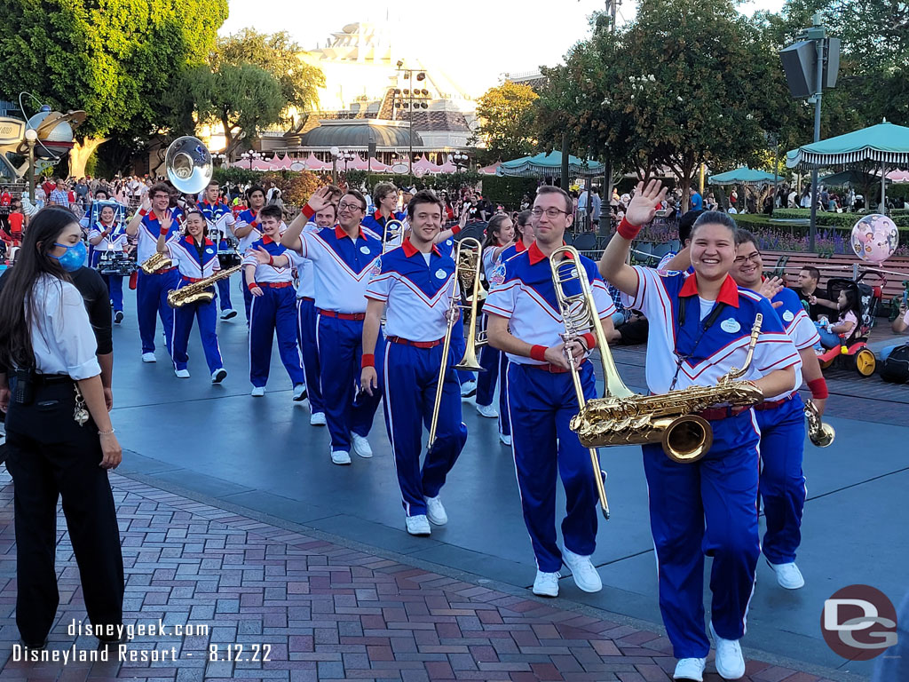 2022 Disneyland Resort All-American College Band arriving for their 7:10pm Sleeping Beauty Castle Performance