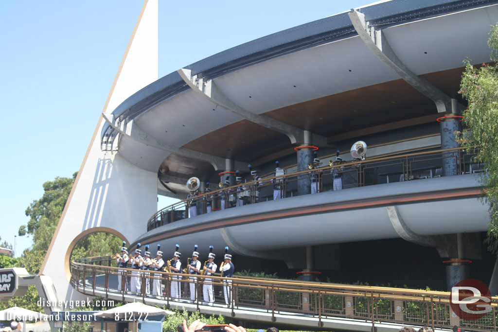 The Disneyland Band wrapping up their set in Tomorrowland.