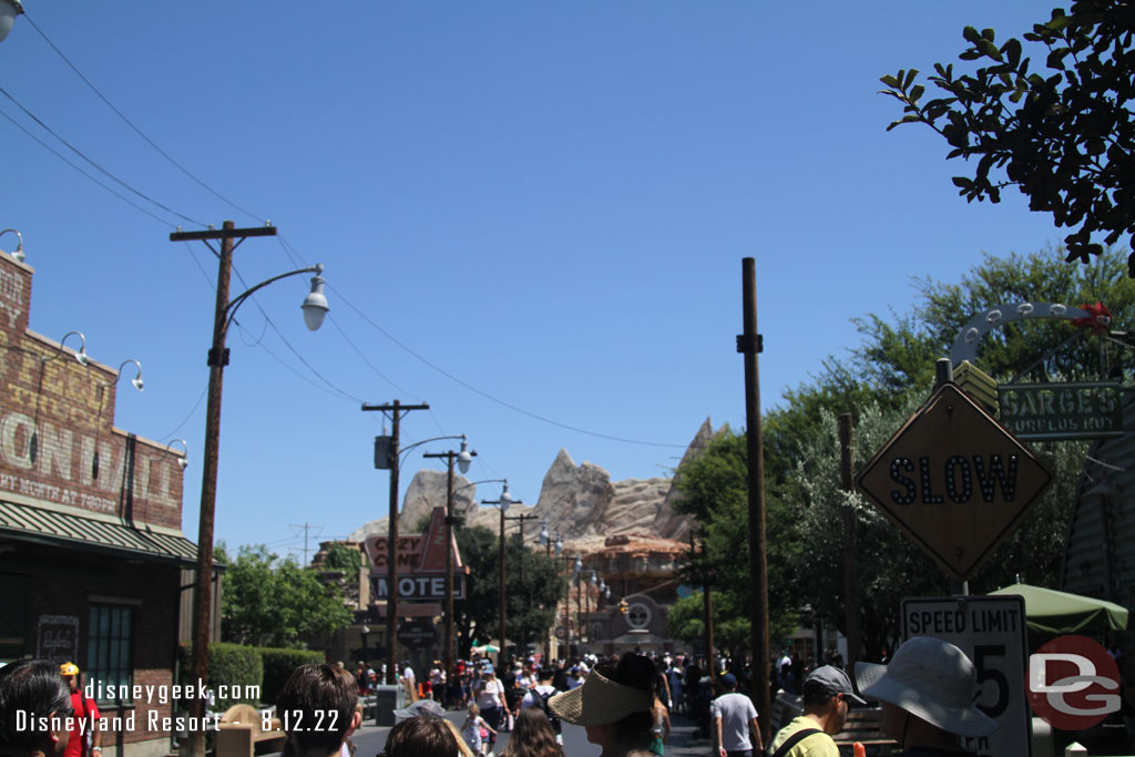 Preparations for Halloween in Cars Land. The poles on the right side of the Route 66 have been installed.