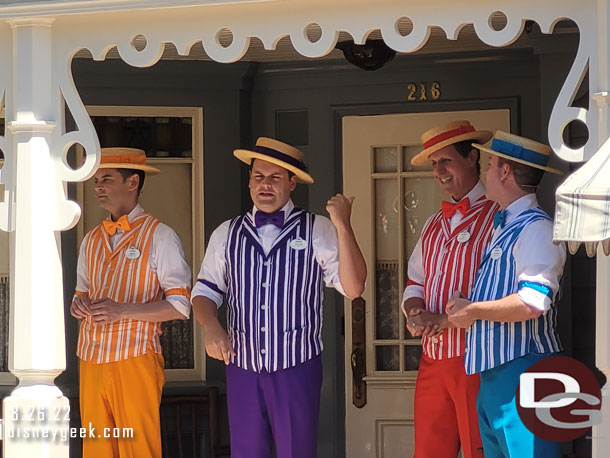 The Dapper Dans performing on the porch