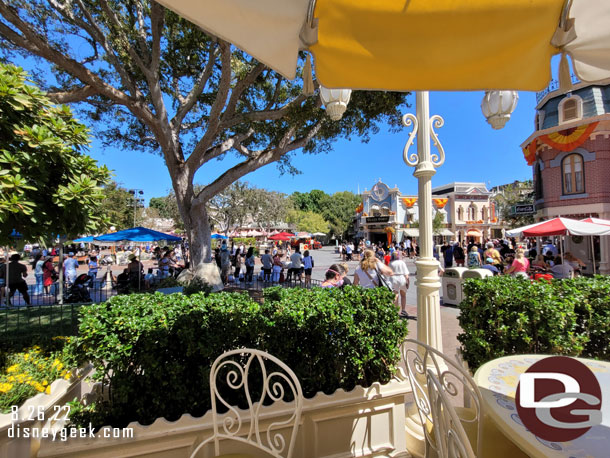 Found a table in the shade for something cold to drink.