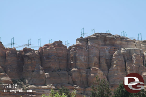 Scaffolding still visible on the back side of Cars Land