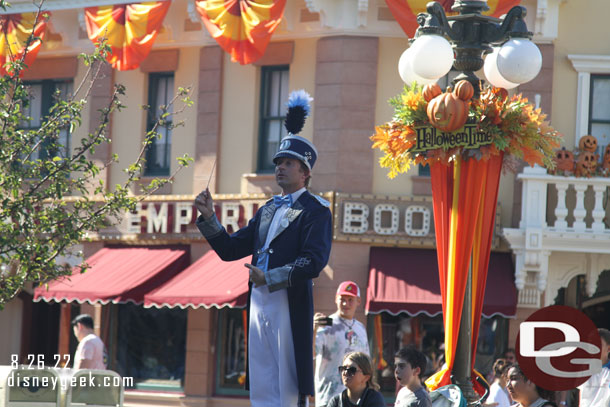 In Town Square for the nightly Flag Retreat with the Disneyland Band