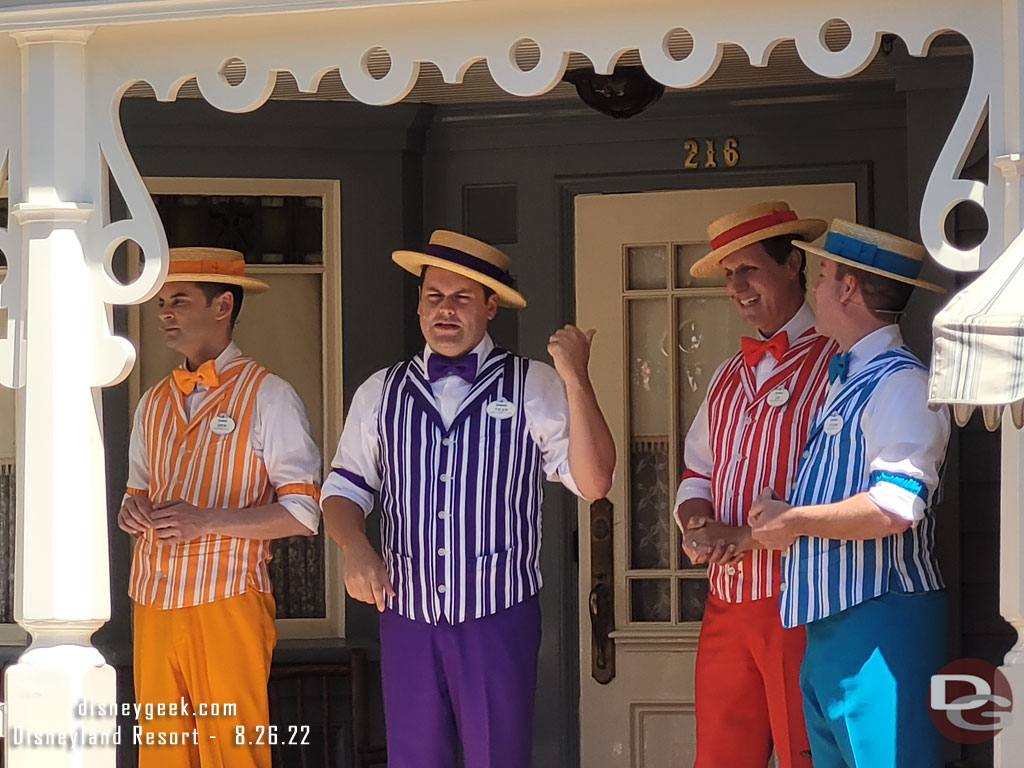 The Dapper Dans performing on the porch