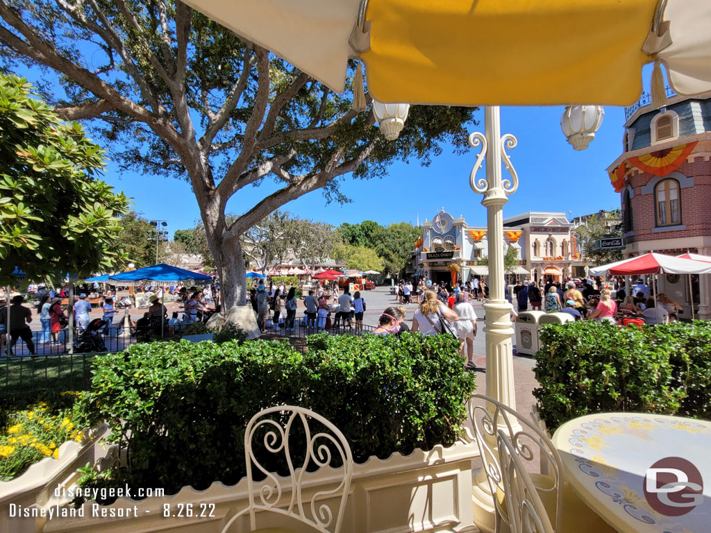 Found a table in the shade for something cold to drink.