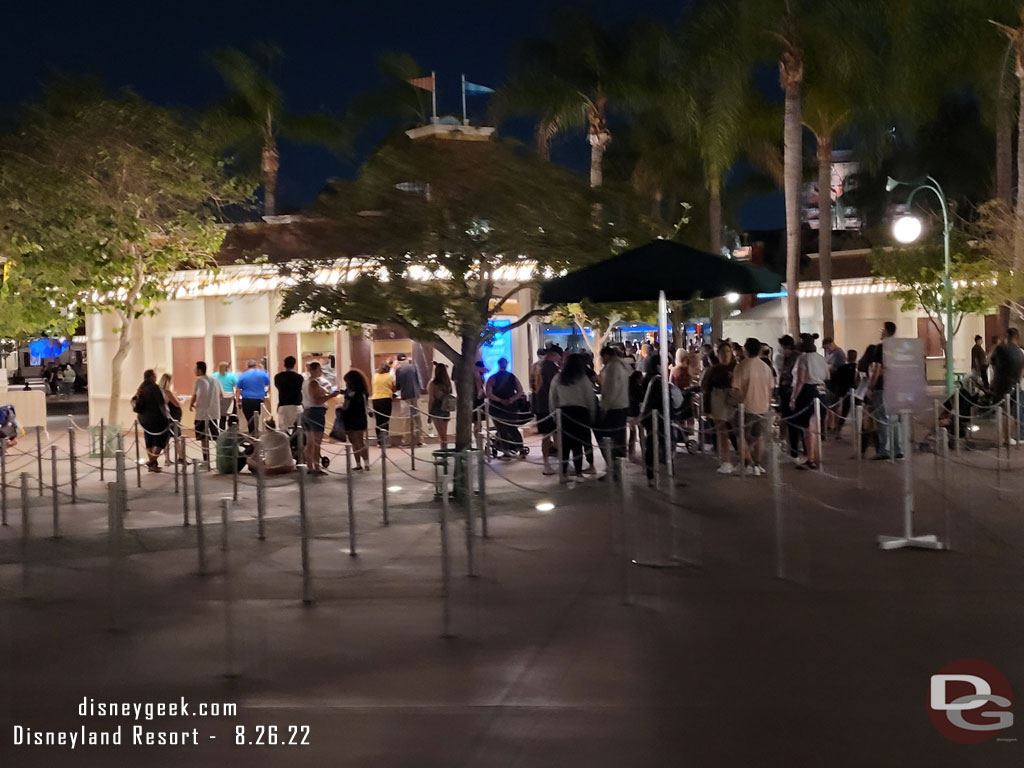 9:08pm - a healthy line at the Ticket booths this evening as I was leaving.