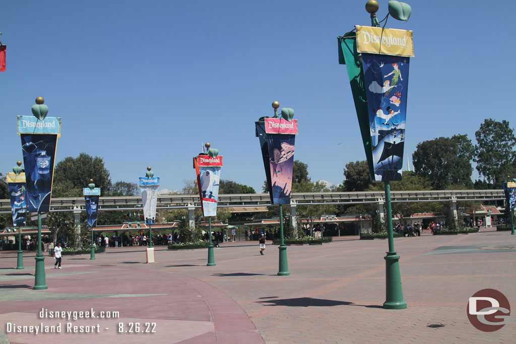 The Disneyland entrance is not decorated yet.