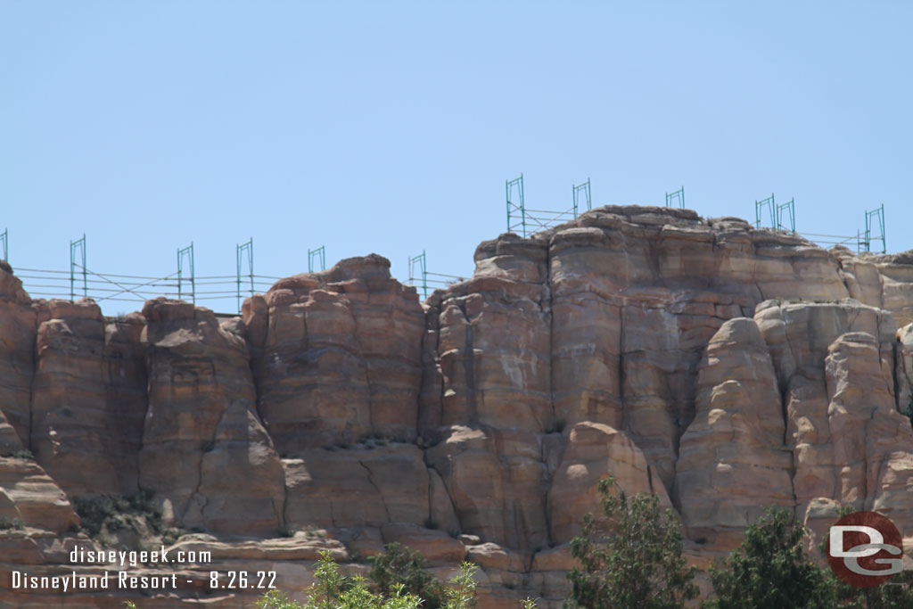 Scaffolding still visible on the back side of Cars Land