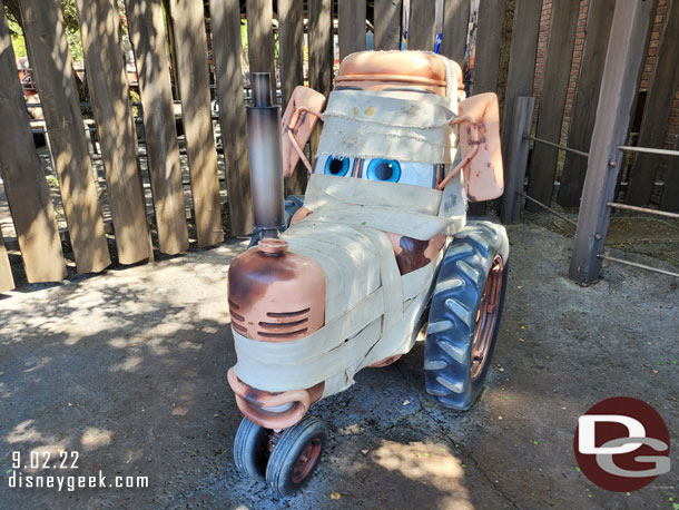 A baby tractor dressed up for Trunk or Treating