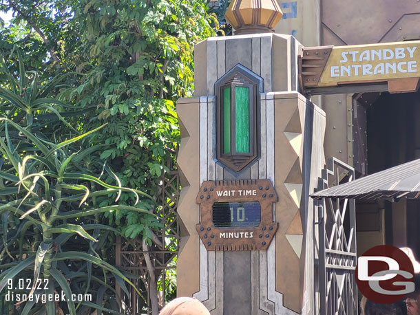 1:13pm - Only a 10 minute wait posted, guests were just walking in.