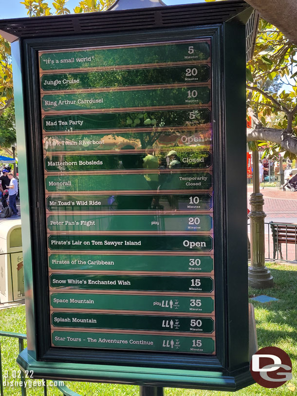 2:19pm - Disneyland wait times.