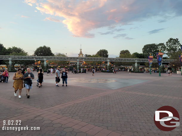 Disneyland queues are just short of the Monorail beam.