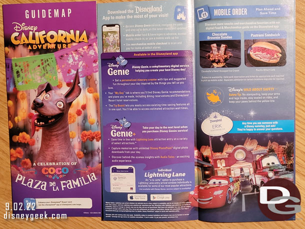 The Disney California Adventure guide map for Halloween Time