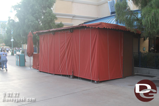 Merchandise stand set up near the Little Mermaid.