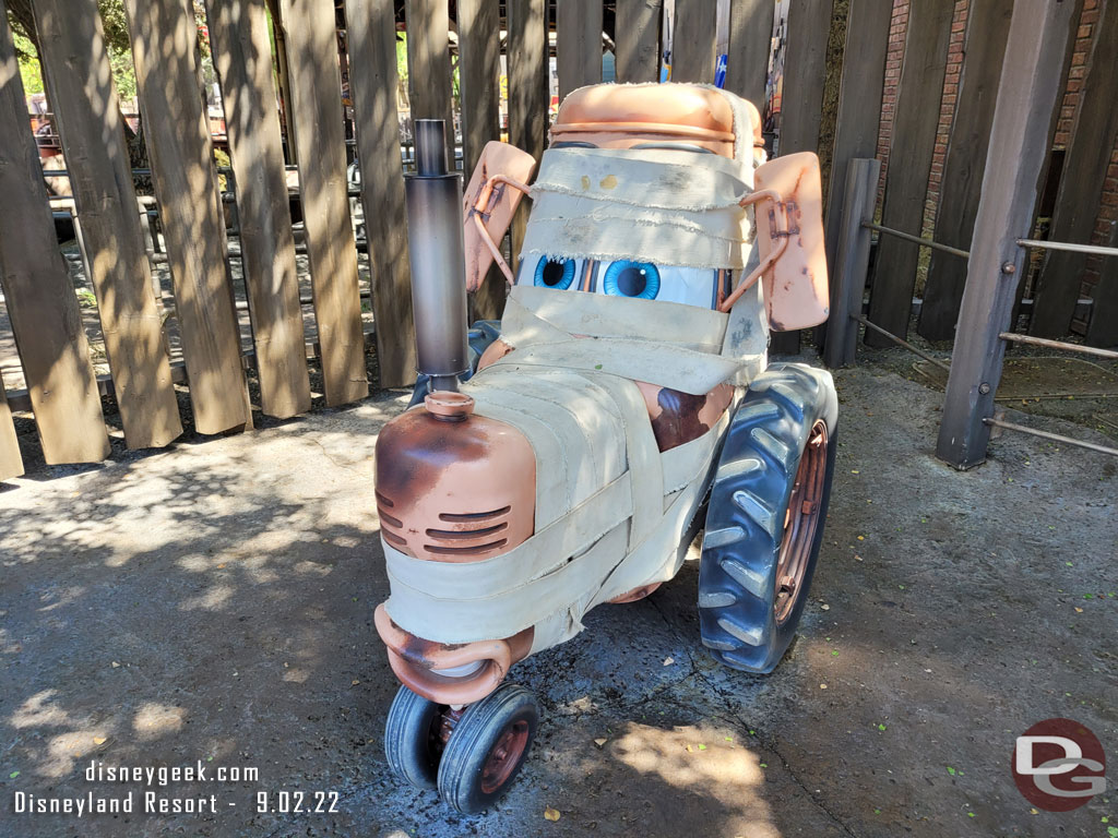 A baby tractor dressed up for Trunk or Treating