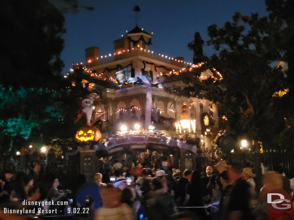 Haunted Mansion was worse than earlier with both queues outside the gates and 100 min standby posted.  The LL return stretched toward Critter Country.