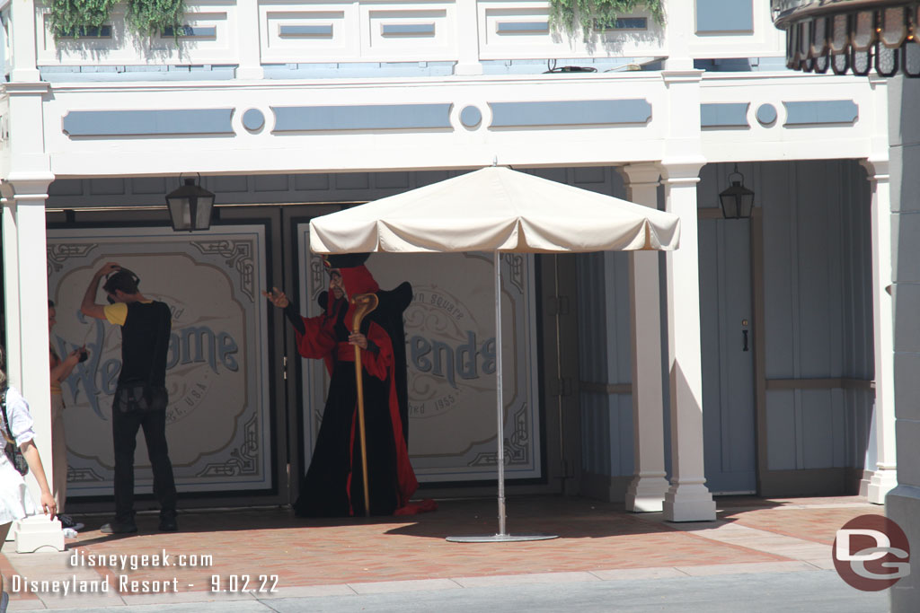 He stopped for photos in the shade.