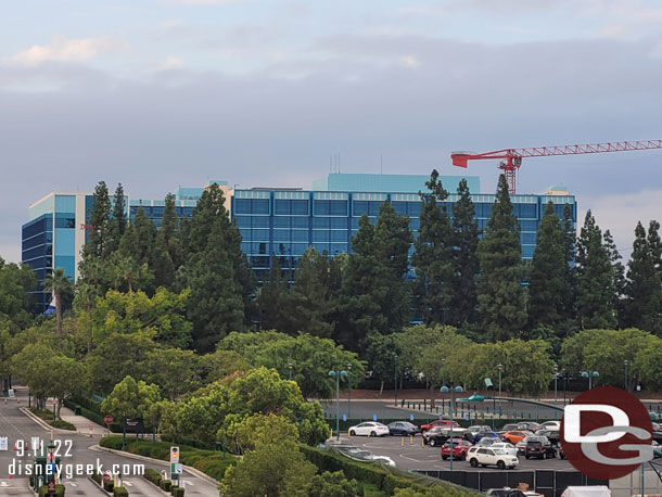 The Disneyland Hotel Fantasy Tower repainting looks done from this angle.