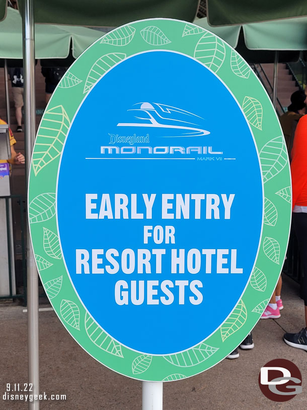 The Monorail was running for early entry Hotel guests.