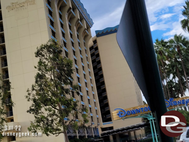 The sign on this side of the Paradise Pier Hotel is also gone.