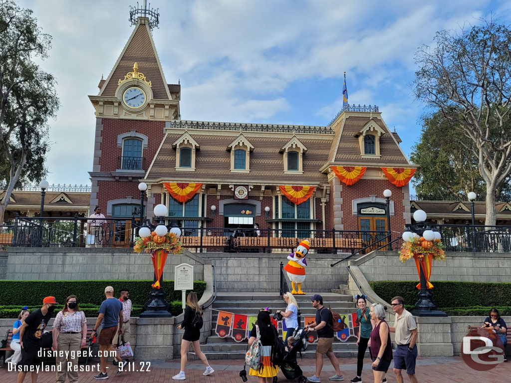 Donald Duck in his Halloween costume in Town Square this morning.