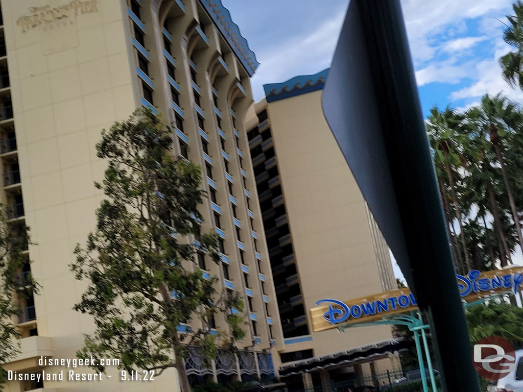 The sign on this side of the Paradise Pier Hotel is also gone.