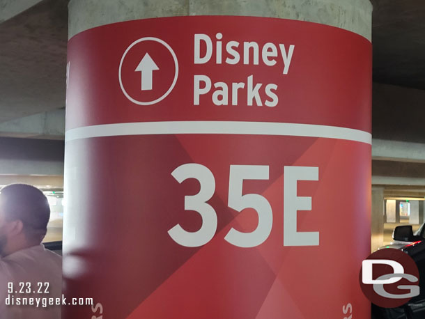 Arrived at the Disneyland Resort just before noon and parked near the further end of a row on the Cars Level.